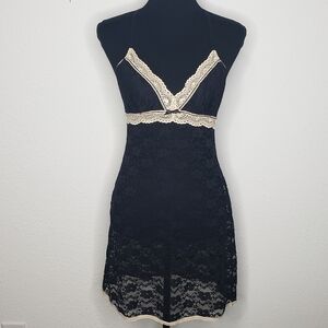 Vintage In Bloom Jonquil Womens Lace Floral Babydoll Chemise Slip Dress Size S